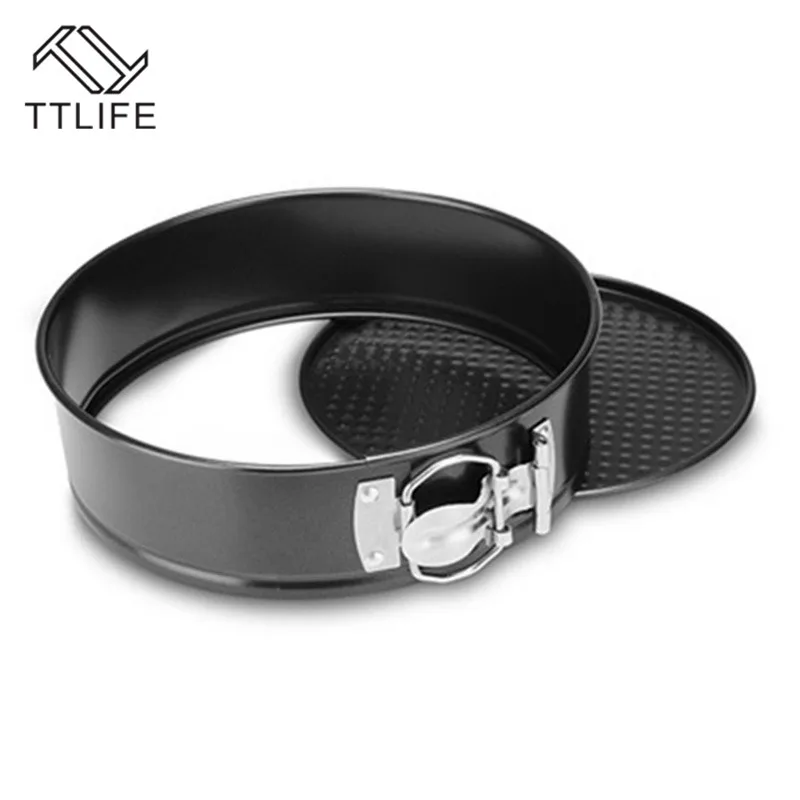 

TTLIFE 4 Black Carbon Steel Cakes Molds Non-Stick Metal Bake Mould Round Cake Baking Pan Removable Bottom Bakeware Cake Supplies