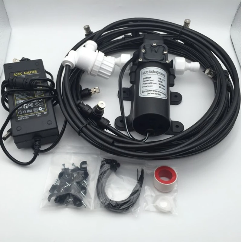 F271 высокое Давление DC 12 V 5L мембранный насос для тумана с 6 мм быстрым скольжением насадка для орошения Наборы для приготовления пищи на воздухе система отпотевания