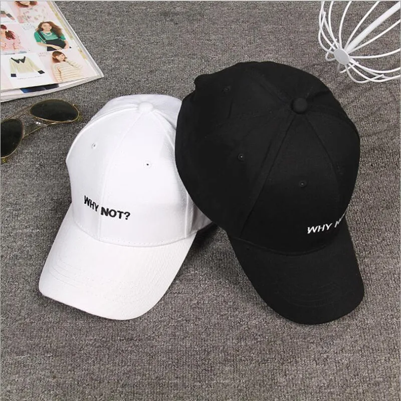 Вышитая почему не хлопковая черная кепка для бейсбола твердая белая женщин Кепка
