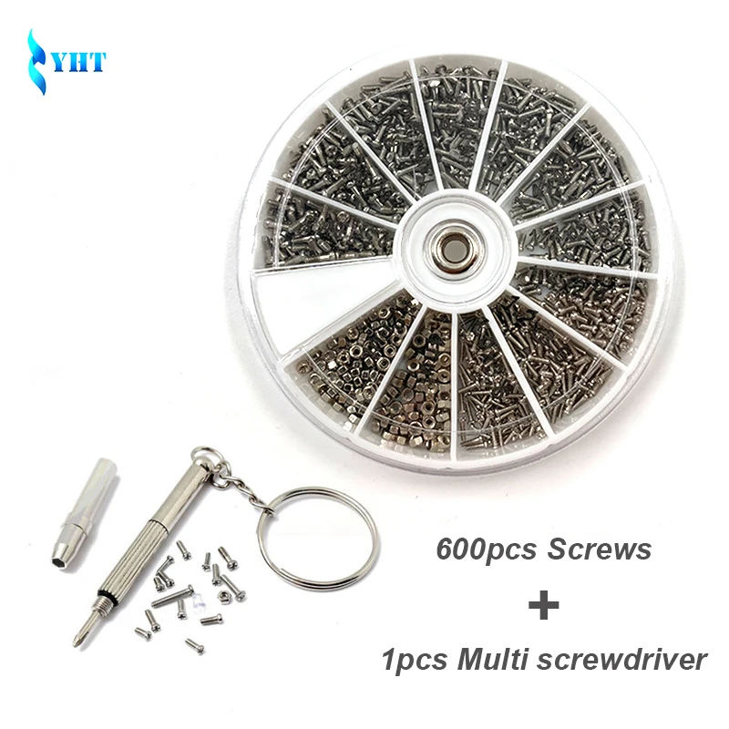 circular 600pcs 600/1000 шт. винты гайки+ 1 шт мульти отвертка микро очки солнцезащитные очки для планшетов Нержавеющая сталь инструмент для ремонта - Цвет: circular 600pcs