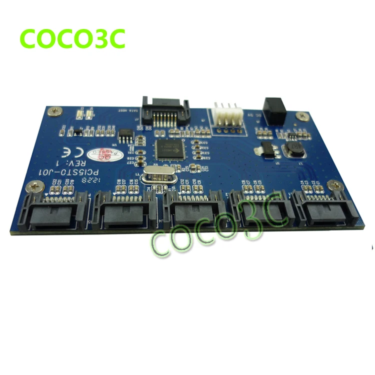 

Free shipping 1 to 5 SATA 2.0 Port Multiplier Card adapter 3Gbps SATA II PM converter