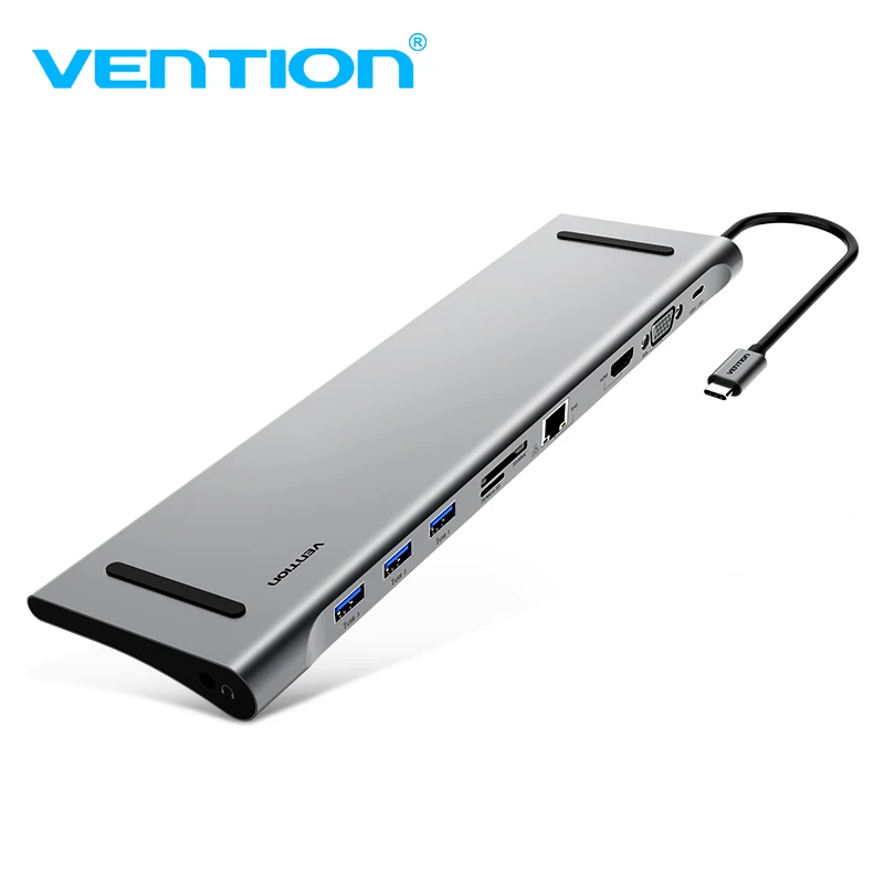 Vention все-в-1 USB C к HDMI VGA конвертер USB 3,0 концентратор SD/TF кард-ридер 3,5 мм разъем PD RJ45 адаптер для MacBook концентратор USB Type C
