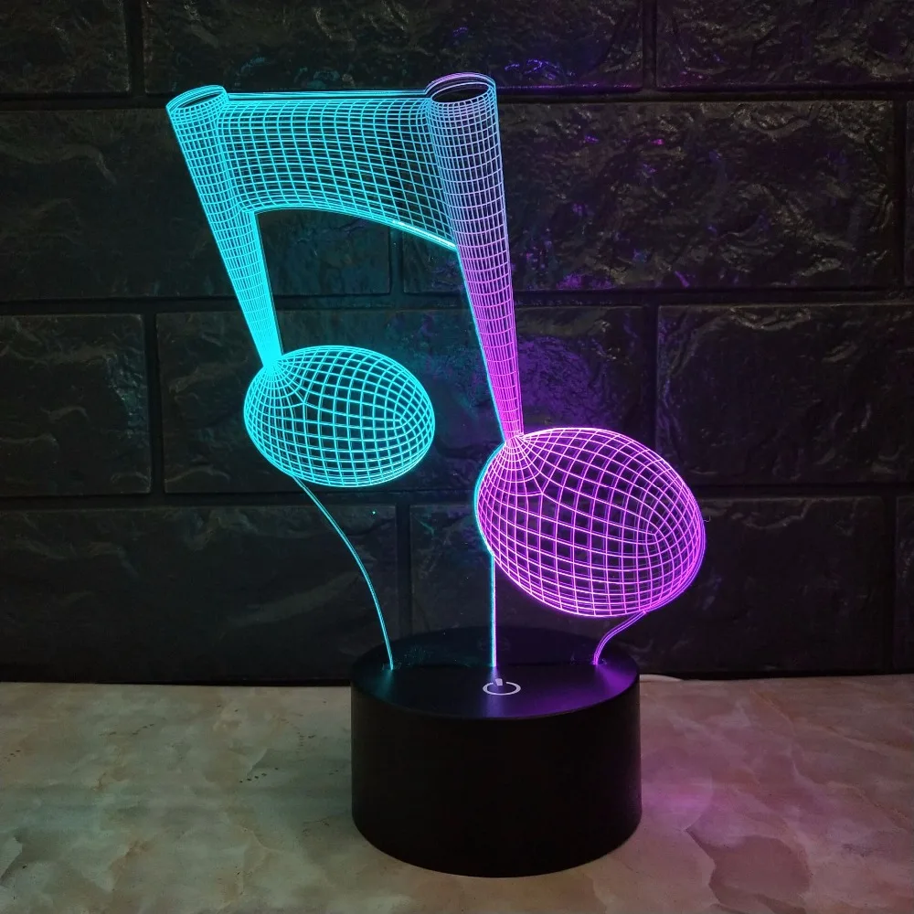 Музыкальная нотка 3D лампа USB ночной Светильник Mixcolor RGB выцветающий светодиодный