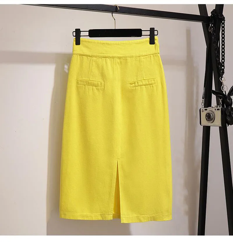 Summer Women Sets Black T Shirt and Yellow Skirt Female Sets