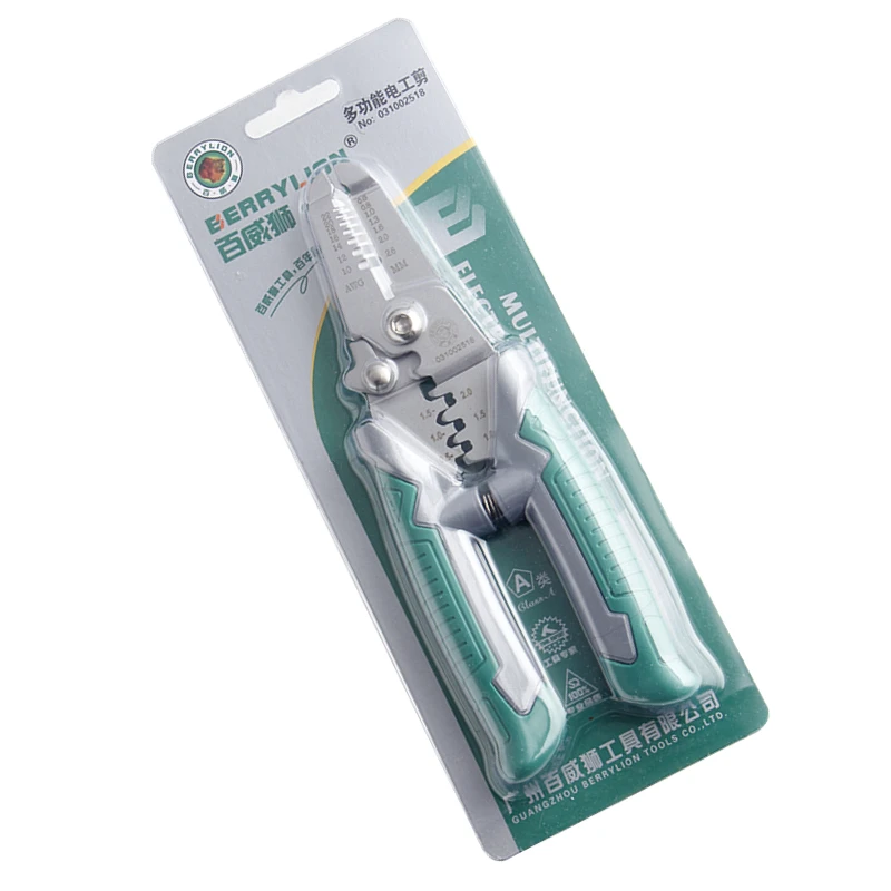 Обжимные клещи BERRYLION плоскогубцы для зачистки проводов 180 мм