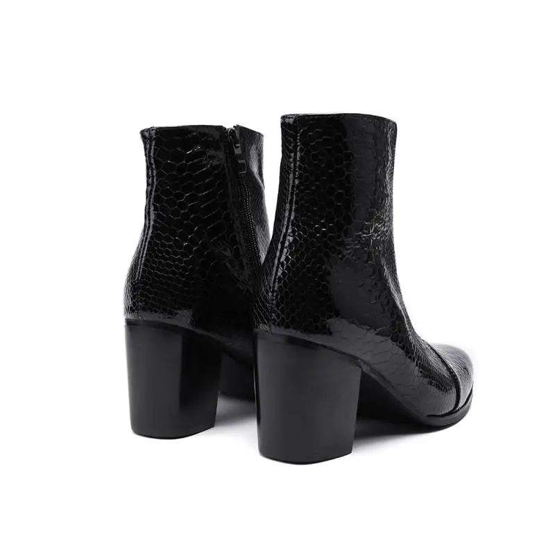 Мужские черные ботинки Zobairou bota masculina из натуральной лакированной кожи мужская