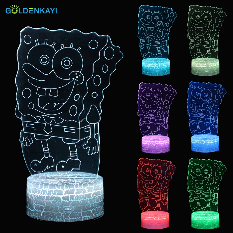 3D LED Spongebob USB ночные светильники атмосферная визуальная лампа сенсорная