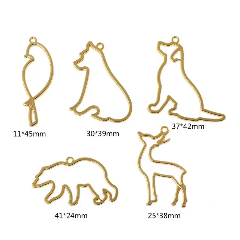 

5Pcs Bird Deer Dog Bear Animals Blank Frames Pendant Bezel Setting Resin Jewelry