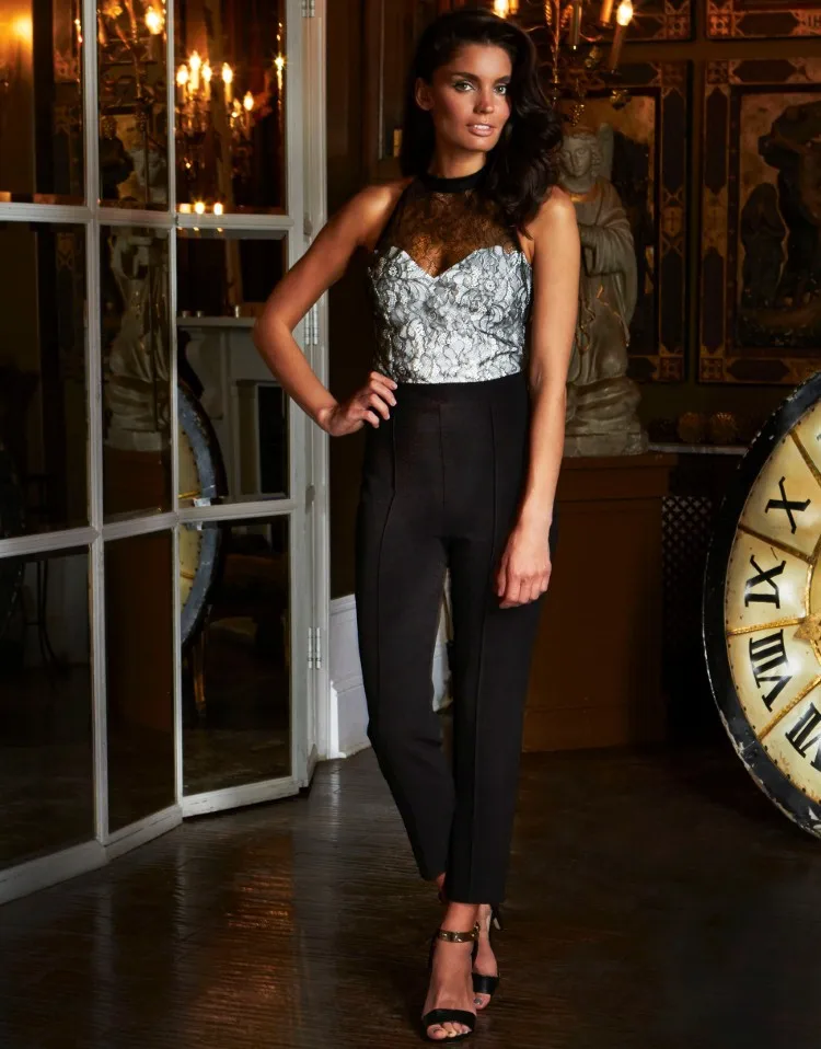 Сексуальный комбинезон женский с открытыми плечами кружевной сексуальный