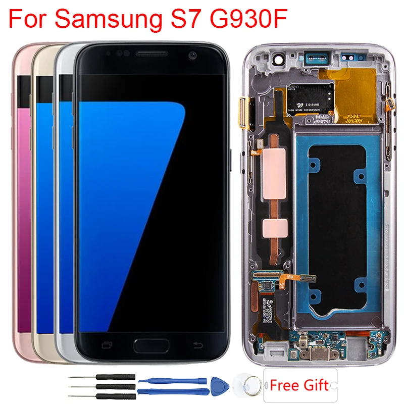 Оригинальный S7 AMOLED экран для Samsung Galaxy ЖК дисплей с рамкой сенсорный сборка G930f
