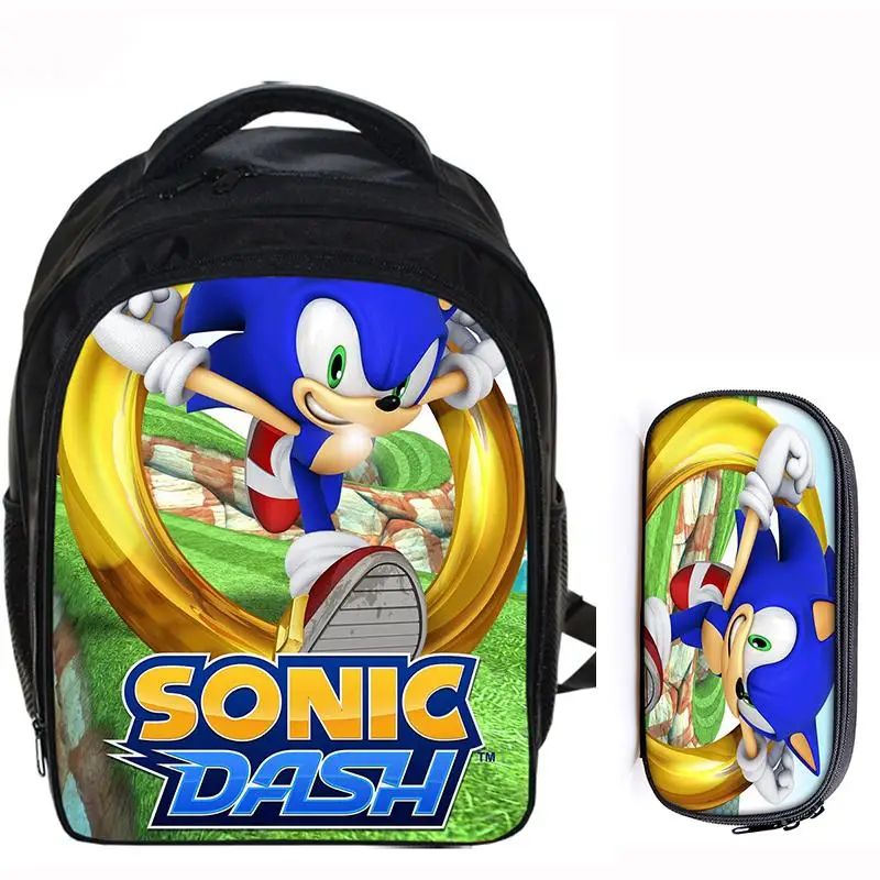 13 дюймов Sonic Boom the Hedgehog Mario Bros, школьные рюкзаки для мальчиков, Детский рюкзак с рисунком из мультфильма Mochila, комплекты с сумкой-карандашом - Цвет: 014