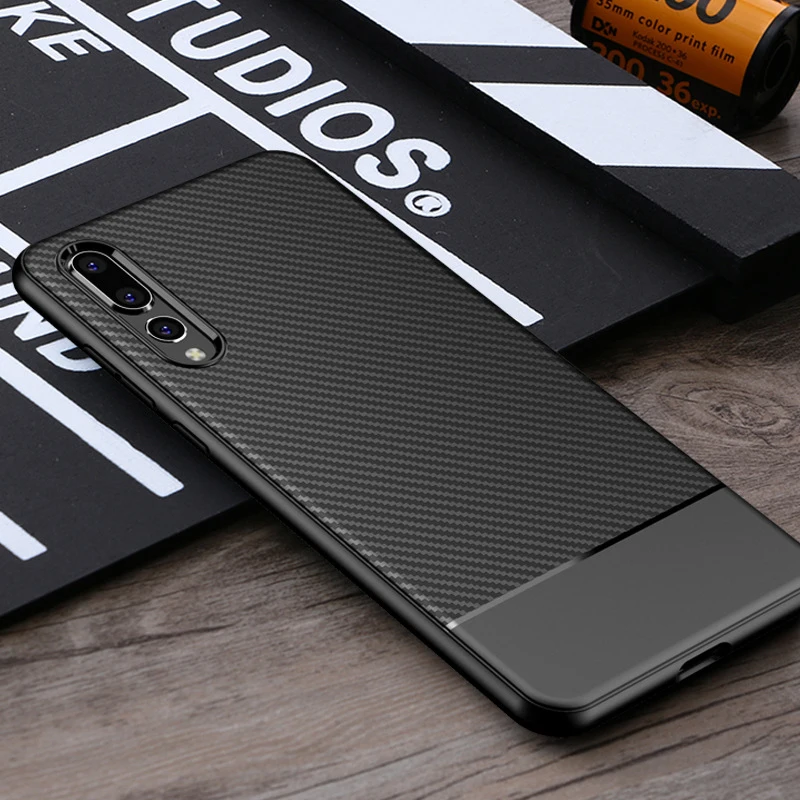 Роскошный чехол для Huawei Mate 10 P20 Pro противоударный защитный мягкий из углеродного