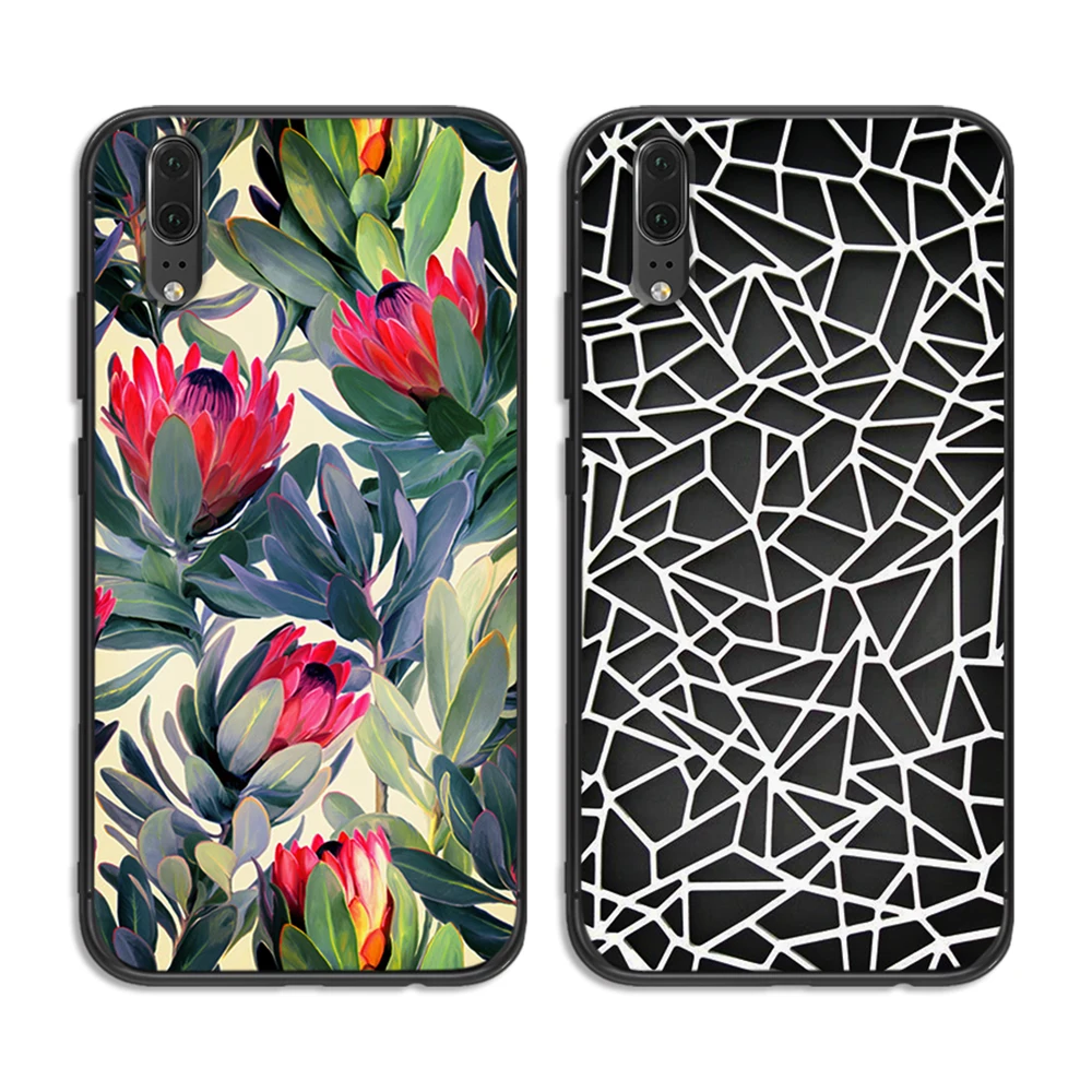 Decorative pattern soft phone for Huawei P8 P9 P10 P20 P30 Lite Pro P Smart 2016 2019 TPU Soft Silicone | Мобильные телефоны и