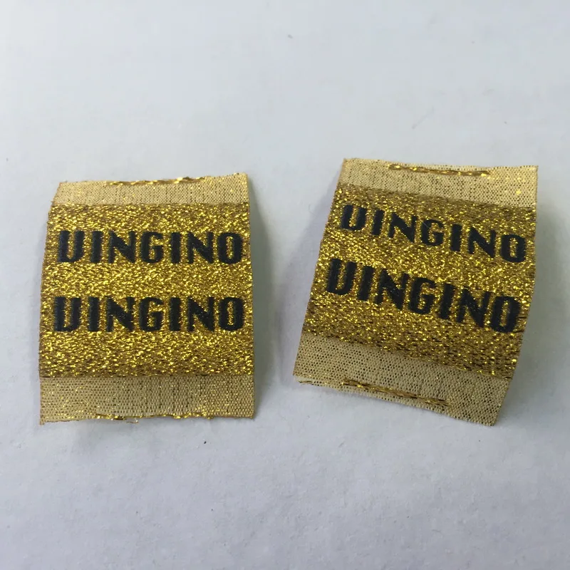 

Custom Gold Metalic material Woven Label clothing labels