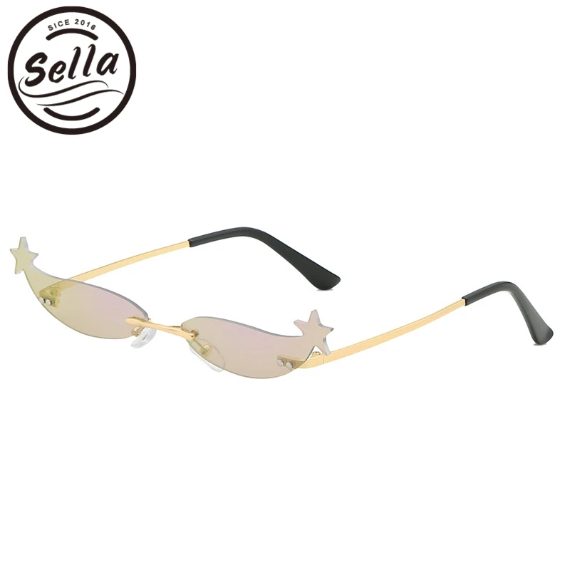 Женские очки без оправы Sella УНИКАЛЬНЫЕ Солнцезащитные в маленькой оправе кошачий