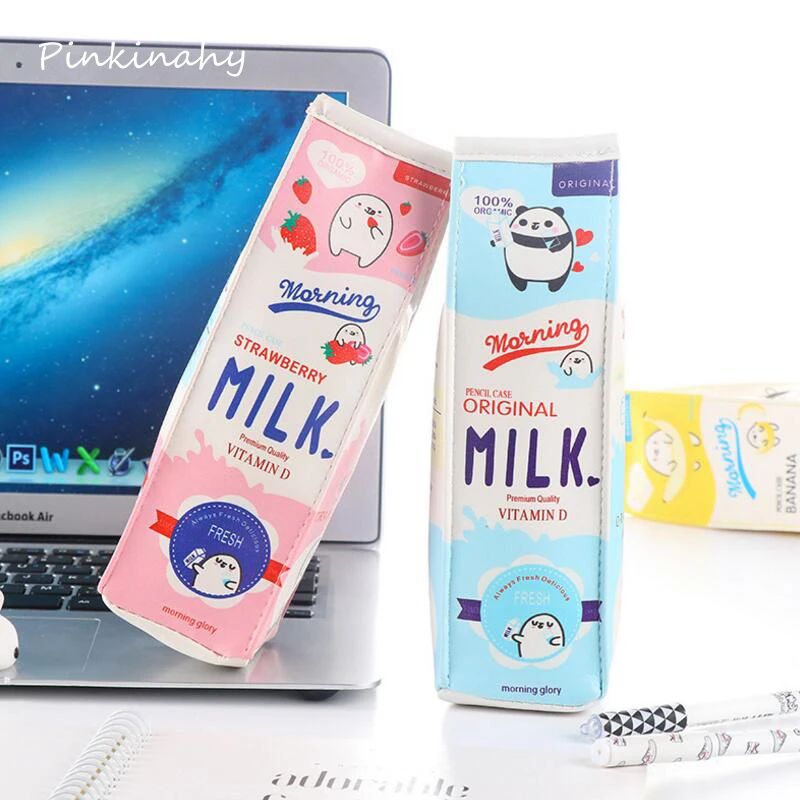 Школьный чехол для карандашей в виде мультяшной бутылки с молоком милый