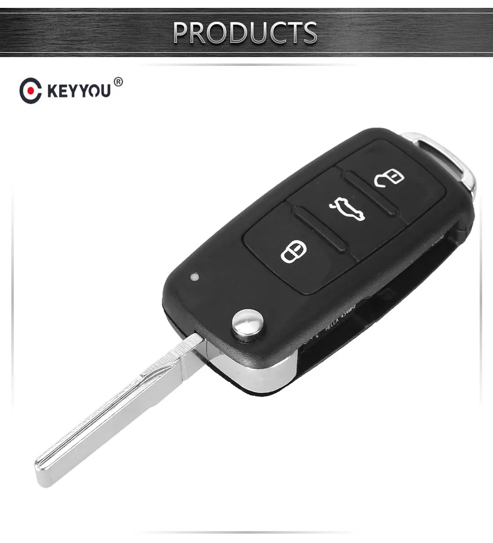 KEYYOU 3 кнопки для Фольксваген Tiguan Гольф Sagitar Polo MK6 флип-брелок дистанционный складной ключ оболочка нерезанное лезвие