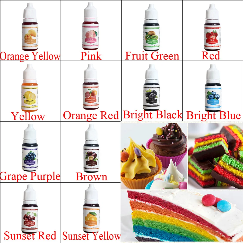 

10ML Macaron Ice Cream Cake Food Coloring Ingredients Cake Fondant Baking Cake Edible Color Pigment Tools Jewelry Coloring Dye
