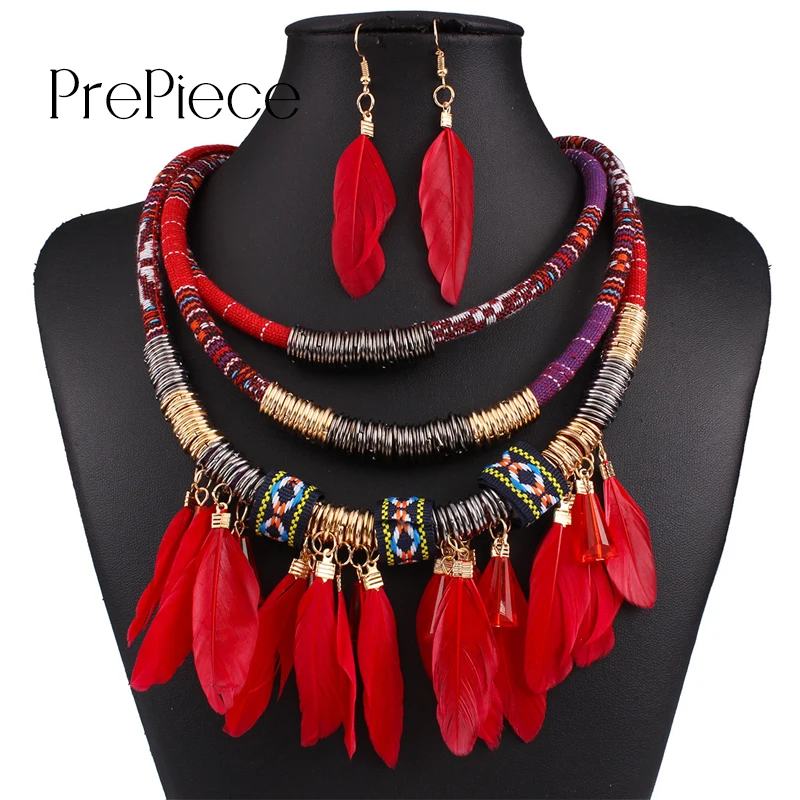 Prepiece Мода модные 3 цвета роскошные многослойный сплав Перо кисточкой Цепочки и