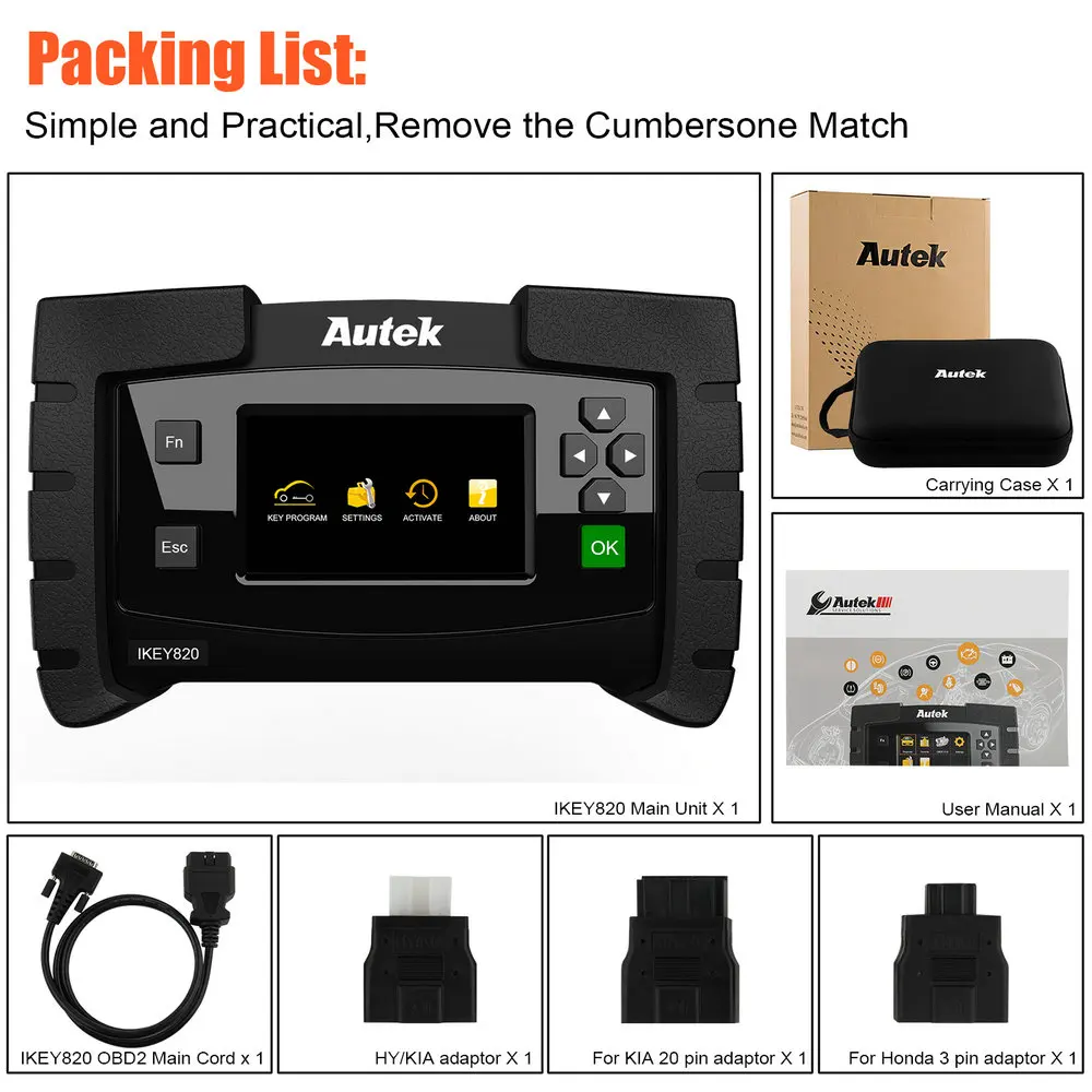 key programmer Autek iKEY820 Auto Key Programmer Professional Pin Code Reader Immobilizer Car Key Programming Diagnostic Tool For All Key Lost - Цвет: key programmer