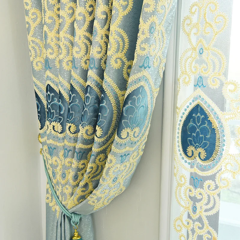 Европейские вышитые Оконные Занавески для гостиной роскошные шторы из