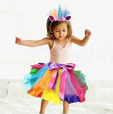 anime Unicorn girls Skirts Rainbow mesh short skirt My Little Pony cosplay Sweet and lovely princess style Unicorn Hairband