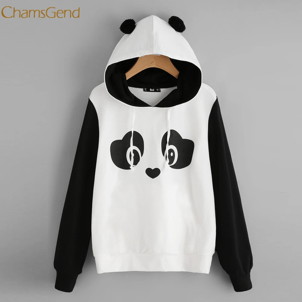 Женская толстовка с капюшоном CHAMSGEND Panda джемпер длинным рукавом пуловер блузка