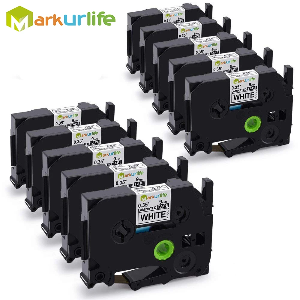 Markurlife TZe 221 запечатанных лент для Brother 9 мм 0 35 ламинирования белый этикеток клейкая
