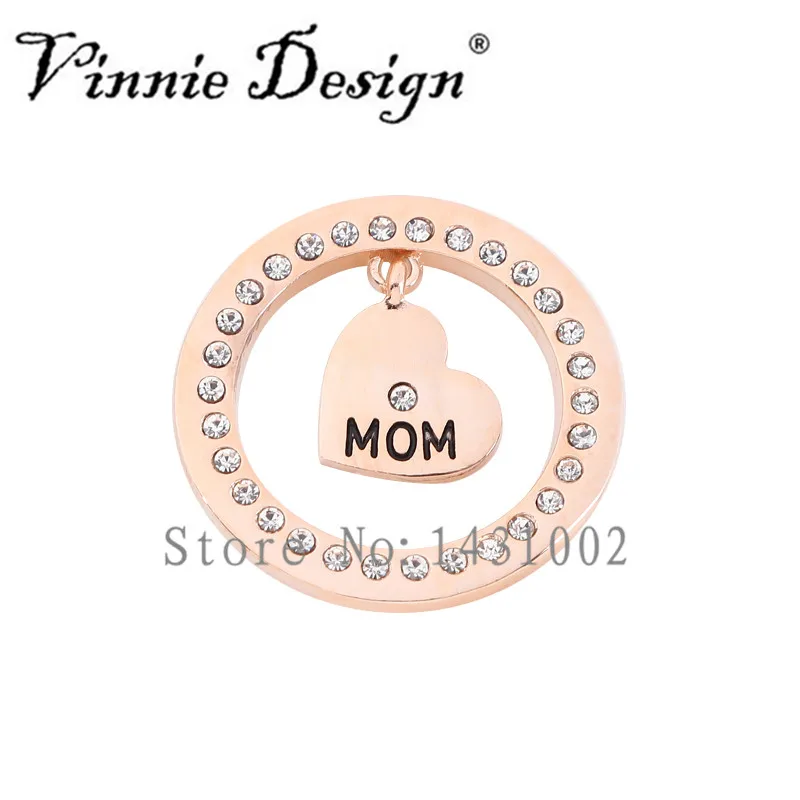 Vinnie дизайн ювелирных изделий Сверкающее сердце мама 33 мм Монетный диск для
