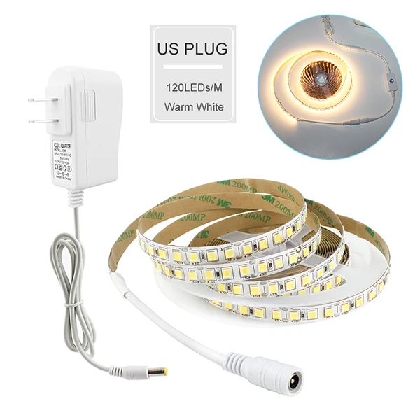600led Warm White US Сенсорный выключатель с регулируемой яркостью 4040 SMD Светодиодная лента 12 В 5 м 110 В 220 В светодиодный гибкий светильник, Диодная лента, светодиодный светильник под шкаф, Кухонный Светильник - Испускаемый цвет: 600led Warm White US