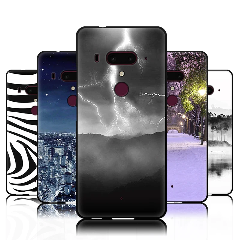 Черный матовый мягкий чехол EiiMoo для HTC U12 Plus s с милым принтом силиконовая задняя