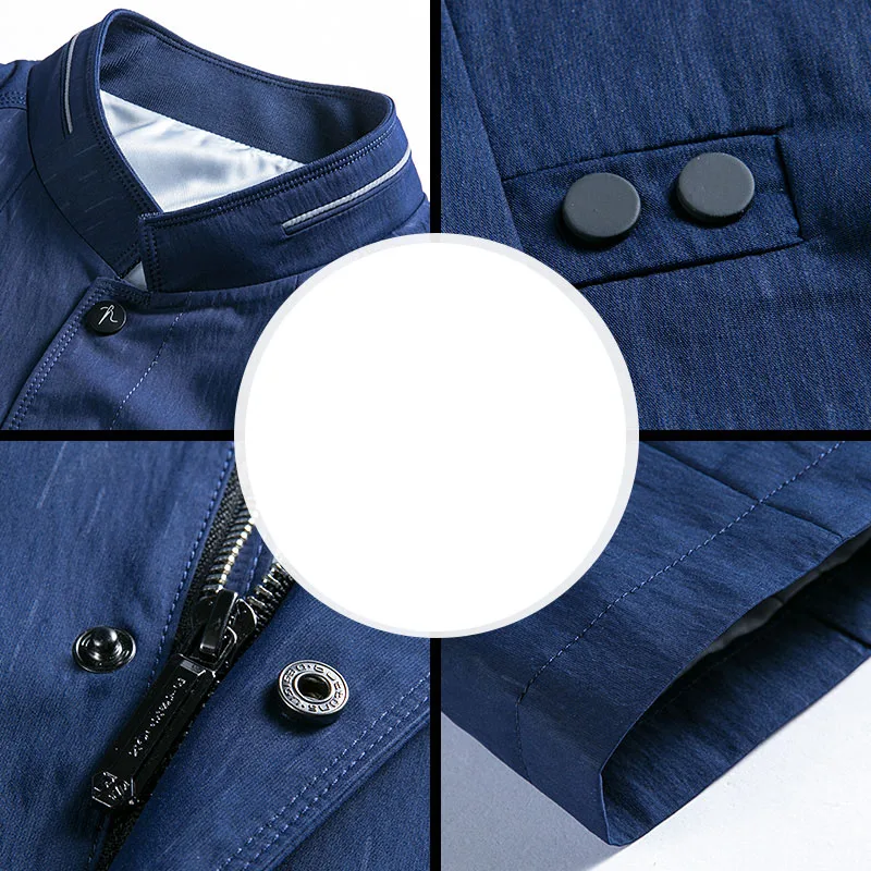 

2019 New arrival spring autumn casual business jacket men stand collar single breasted coat outerwear plus size