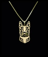 wholesale boho chic alloy boston terrier necklace fashion cartoon dog pendant golden two colors plated 12pcslot
