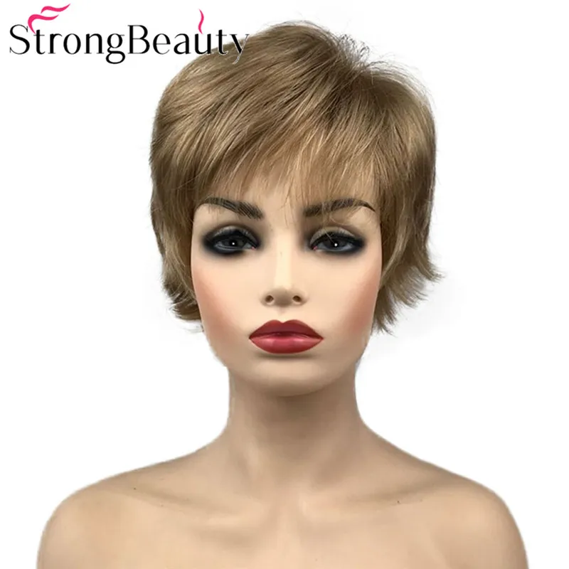 StrongBeauty синтетический короткий прямой парик для женщин пушистый натуральный