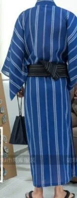 Мужское стильное традиционное японское кимоно, мужской хлопковый Халат Yukata, мужской банный халат, кимоно, одежда для сна с ремнем, H9058 - Цвет: 12