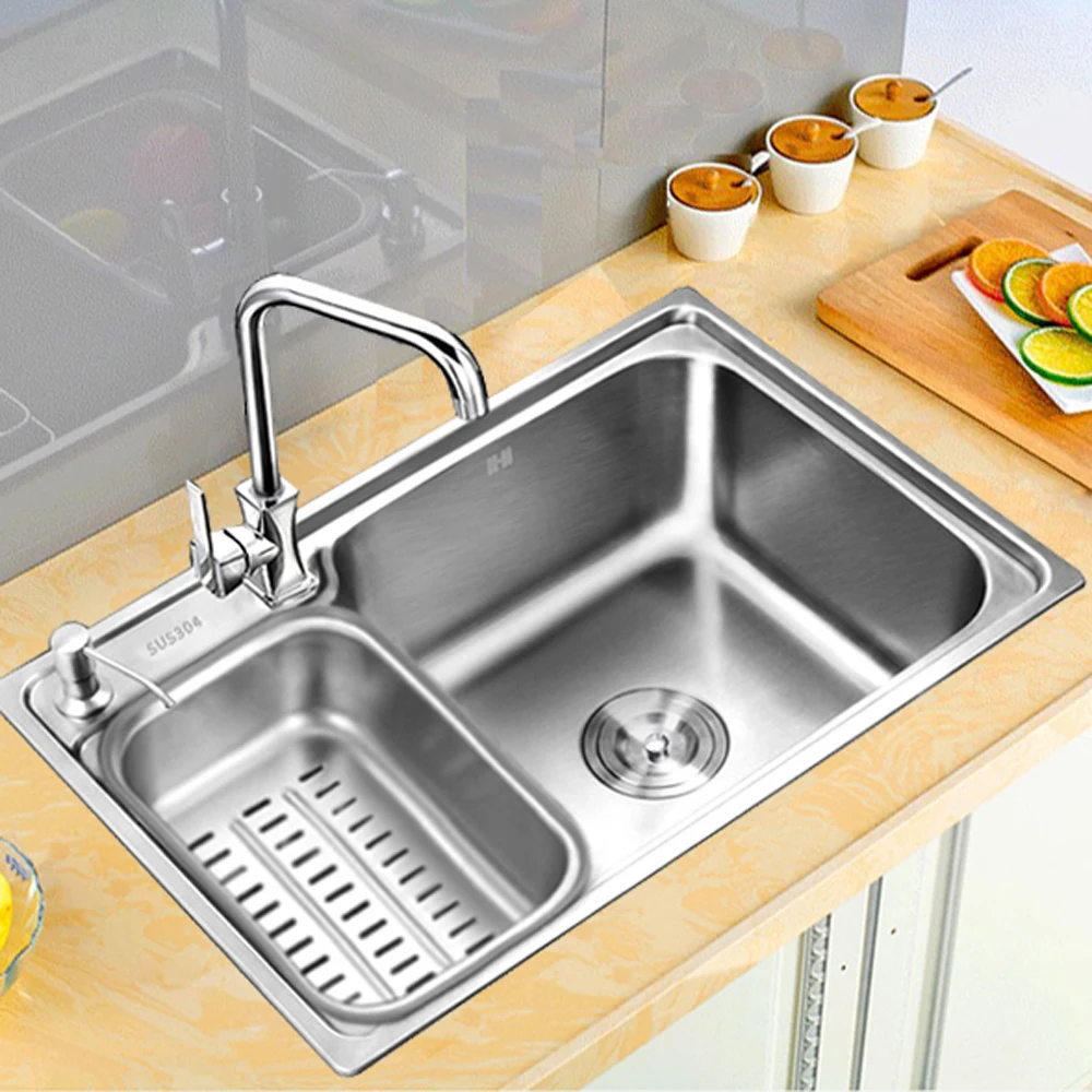 Еще один бак 304 нержавеющая сталь Встроенная кухонная раковина Рисование xiancai