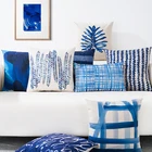 Средиземноморская синяя Подушка, домашний декоративный чехол с геометрическим рисунком для дивана, стула, поясной подушки