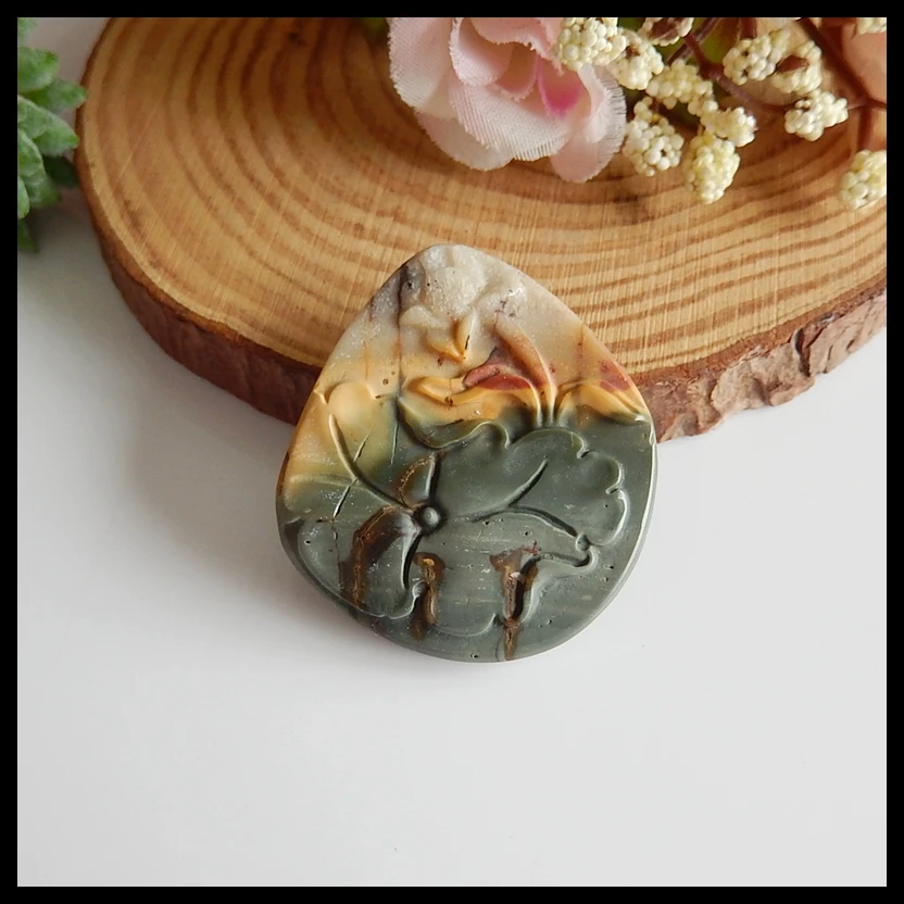 

Wholesale gemstone 1pcs Multi-Color Picasso Jasper Pendant diy necklace Cabochons Jewelry Gift Gem Customized,37x33x7mm,13.6g