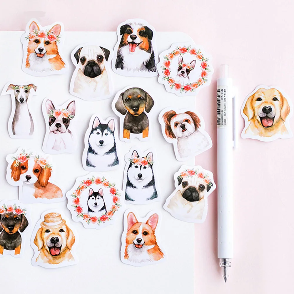 45 шт./кор. милые канцелярские наклейки DIY Собака Животное липкая бумага Kawaii для