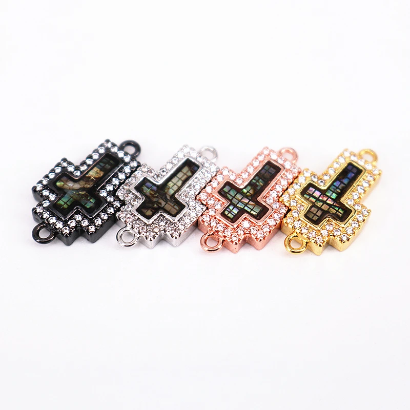 10 шт./лот Ювелирное Украшение на удачу мигающий изящный крест Micro Pave CZ для