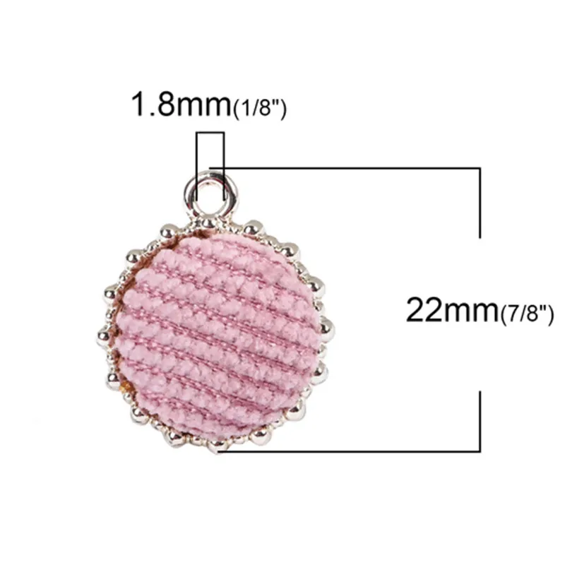 DoreenBeads сплав цинка серьги-гвоздики Круглые золотые розовые полосатые бархатные