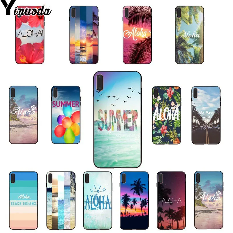 Yinuoda Aloha Летний Полосатый Мягкий резиновый черный чехол для телефона Apple iPhone 8 7 6 6S