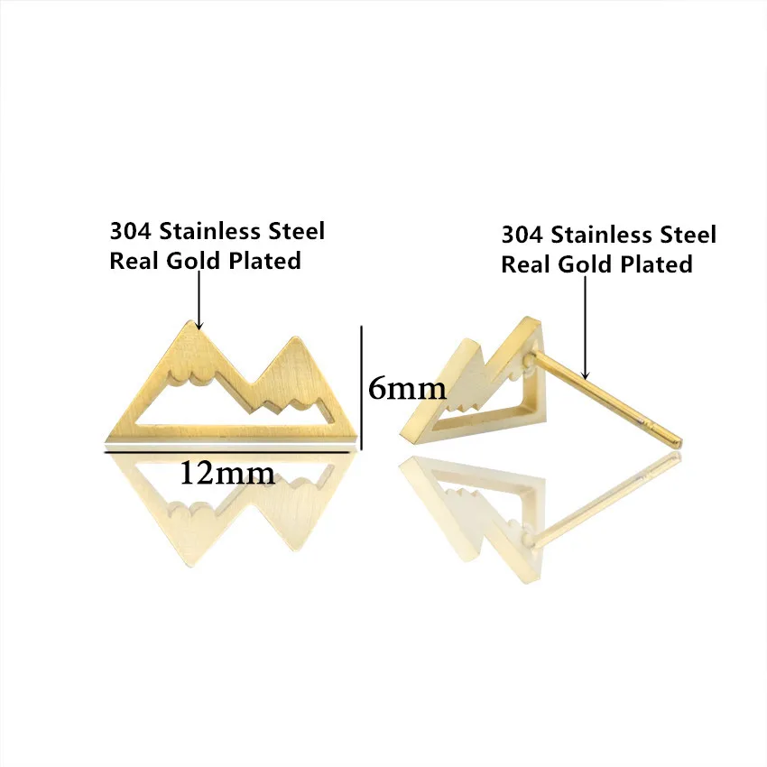 Rose Gold Color Aros Stainless Steel Snow Mountain Stud Earings Fashion Jewelry Women Gift Boucle D'oreille Femme Brincos Bijoux - купить