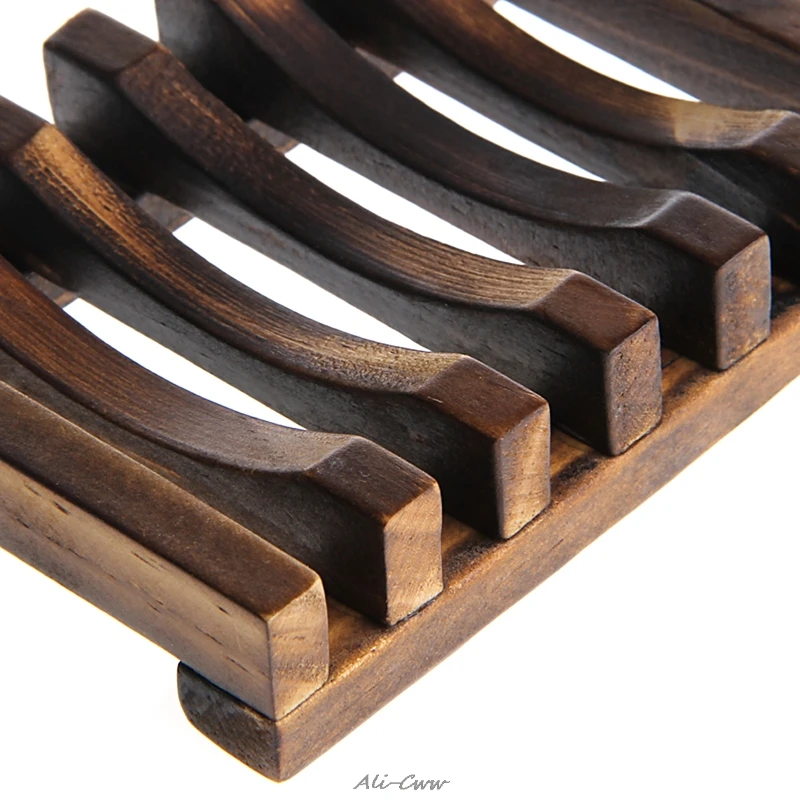 

Natural Wood Soap Dish Holder Bath Shower Plate Box Home Wash Bathroom