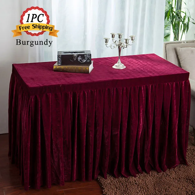 1 шт. декоративная бархатная плиссированная юбка для стола из полиэстера|table