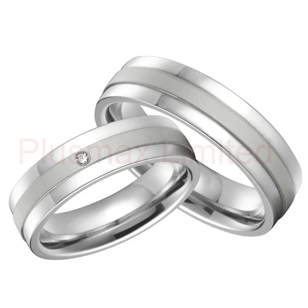 

fashion jewelry classic his and hers custom white gold color titanium wedding bands lovers couples rings pair sets