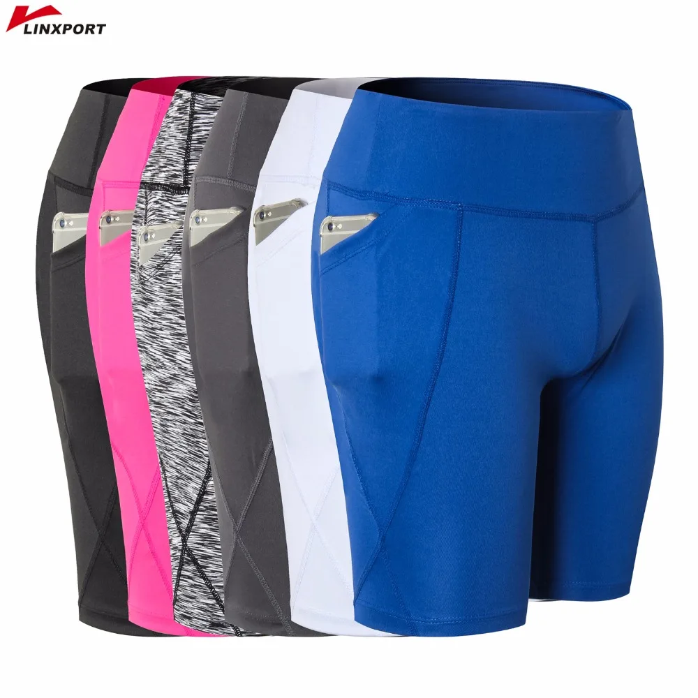 

Women Cycling Tights Skinny Yoga Shorts Fitness Gym Athletic Workout Running Capris QuickDry Training Short Clothing with Pocket