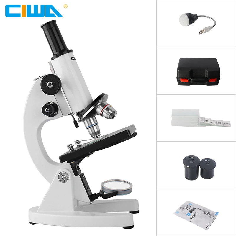 

CIWA 640X monocular Microscope binoculars HD Biological mirror straight Animal and Plant Blood Analysis Instrument Microscope