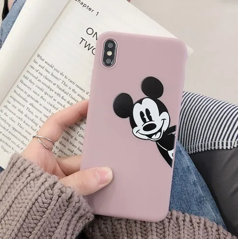 Beige Яркий матовый чехол для телефона s для iphone 11 X XR XS Max Мягкий ТПУ чехол с Микки Маусом для iphone 6 11 pro 8 plus задняя крышка - Цвет: Beige