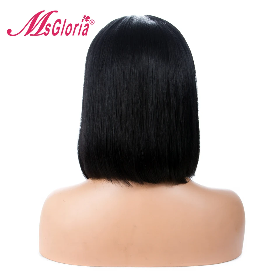 Msgloria, парики из натуральных волос на кружеве, перуанские волосы Remy, короткий Боб, парик для черных женщин, предварительно выщипанные волосы, плотность 150, средняя часть